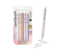 Uniball Zento Gel Pens, Black Ink, 0.7 mm Medium Point, Retractable, 5 Count, Smooth Writing, Quick-Drying, No Smear, No Bleed