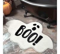 UNIBATH Halloween Bathroom Rugs Spooky Ghost Bath Mat Non-Slip for Gothic Bathroom Decor Goth Funny Rug for Shower Microfiber Washable Absorbent,Black 20”x32”