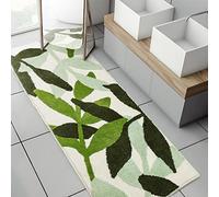 UNIBATH Leaf Bathroom Runner Rug 24x60 Non Slip Long Bath Rugs Green Extra Large Bath Runner Rugs for Bathroom Microfiber Absorbent Washable Area Rugs