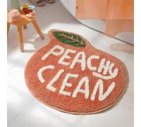 UNIBATH Peach Bathroom Rugs and Mat Cute Cartoon Decor Plush Non-Slip and Absorbent Bathtub Rug Washable