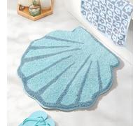 UNIBATH Seashell Bathroom Rugs and Mat Cute Beach Bath Mat for Cartoon Sea Bathroom Decor Aqua Blue Bath Rugs Plush Non-Slip Foot Mat Absorbent Bathtub Rug Washable