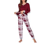 UNibelle Women's Pyjama Sets Casual Pjs Set Comfy Winter Lady Sleepwear Red S