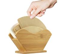 Unibene Bamboo Coffee Filter Holder, Renewable Stand Container Dispenser Rack Shelf for Square Cone-Shaped and Flat-Bottomed Pour Over Paper Filters