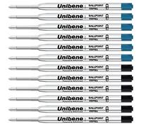 Unibene Parker Compatible Ballpoint Refills 12 Pack,1.0mm Medium Point-6 Black&6 Blue, Smooth Writing Replaceable German Ink Tactical Pen Refills for Parker Ballpoint/UZI Pen