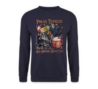 Unibly Polar Express All Aboard Admit One Christmas Jumper, navy blue, L