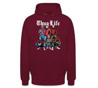 Unibly Thug Life Halloween Horror Film Hoodie Pullover, burgundy, XXL