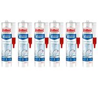 UniBond Anti-Mould White, Kitchen & Bathroom Waterproof Sealant with Mould Protection, Long-lasting White Silicone Sealant, Powerful Bathroom Sealant, 6 x 274g Cartridge