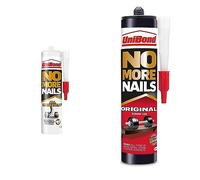 UniBond 2492492 No More Nails All Materials Crystal Clear Construction Adhesive, High Strength Adhesive Bonding, Clear, 290g, UniBond No More Nails Original, Heavy-Duty Mounting Adhesive, White