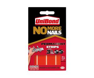 Unibond 2675503 No More Nails Indoor & Outdoor Permanent Mounting Tape Strips (Pack Of 10)