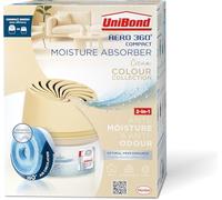 UniBond Aero 360° Compact Moisture Absorber Colour Collection, Cream, 1 Device incl. 1 refill tab 450g, Dehumidifier and Condensation Absorber for Reducing Excess Moisture