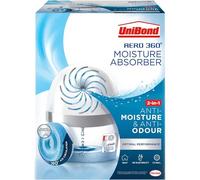 UniBond AERO 360º Moisture Absorber, Ultra-Absorbent Dehumidifier, Helps to Prevent Condensation, Mould & Musty Smells, Refillable Condensation Absorber, 1 Device incl. 1 Refill Tab 450 g