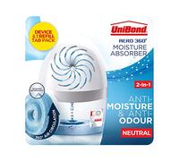 UNIBOND AERO 360º Moisture Absorber, Ultra-Absorbent Dehumidifier, Helps to Prevent Condensation, Mould & Musty Smells, Refillable Condensation Absorber, 1 Device incl. 1 Refill Tab 450g