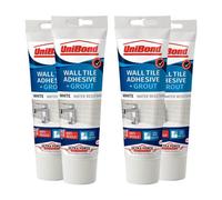 UniBond Anti Mould 2in1 Wall Tile 'Adhesive & Grout' for Easy Tiling 300g, 4pk in White Unibond White