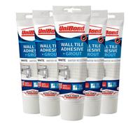 UniBond Anti Mould 2in1 Wall Tile 'Adhesive & Grout' for Easy Tiling 300g, 5pk in White Unibond White