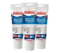 UniBond Anti-Mould 2 in 1 Wall Tile Adhesive & Grout, Waterproof & Durable Formula for Easy Tiling & Sealing, Strong Bond & Long-Lasting Finish, White 300g, 3 Pack