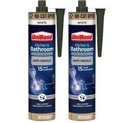 UniBond Anti-Mould Kitchen & Bathroom Sealant White, Waterproof Silicone for Baths, Showers & Sinks, High Strength Flexible Seal, Mould-Resistant & Long-Lasting Finish, 280 ml Cartridge (Pack of 2)