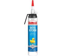 UniBond Bath & Kitchen Sealant, Mould Resistant White Silicone, Ideal for Showers, Toilets, Tiles, Worktops & More, Durable & Waterproof, Easy Bathro