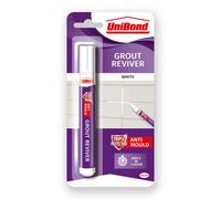 Unibond Grout Reviver Pen, White Grout Pen for Bathroom Grout Joints, Easy to Use Tile Grout Pen, Whitener for Restoring Discoloured & Faded Joints,
