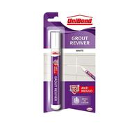 Unibond Grout Reviver Pen, White Grout Pen for Restoring Bathroom Grout Joints, Easy to Use Tile Grout Pen, Grout Whitener for Restoring Discoloured