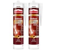 UniBond Indoor Window & Door Frame Sealant, White Acrylic Sealant, Paintable from 1 Hour, 1 x 467g Cartridge (Pack of 2)