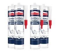 Unibond Mould Resistant Sanitary Sealant Cartridge White 274 G, 4 Pack