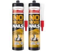 UniBond No More Nails All Materials Quick Drying Construction Adhesive, All Materials Grab Adhesive, High Strength Adhesive Bonding, No Nails Required, White, 390 g Cartridge (Pack of 2)