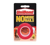 UniBond No More Nails Double-Sided Mounting Tape Roll (19mm x 1.5m, 2 Rolls) - Ultra-Strong 120kg Hold, Waterproof Indoor/Outdoor
