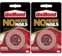 Unibond No More Nails On A Roll, Double-Sided Tape for Reliable Instant Bonding, Multipurpose Adhesive Tape, Adhesive Strips for Indoor/Outdoor Use, 19mm x 1.5m Roll (Pack of 2)