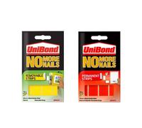 UniBond No More Nails Pads and Rolls Set - 10 Removable & 10 Permanent Double-Sided Mounting Strips