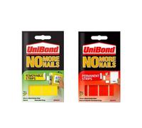 Unibond No More Nails Pads And Rolls Set - 10 Removable & 10 Permanent Double-Sided Mounting Strips