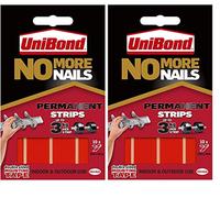 Unibond No More Nails Permanent Strips, Adhesive Strips for Fast & Easy Mounting, Double Sided Sticky Tape for Interior & Exterior Use, Waterproof Tape, 10 Count, 2 Pack