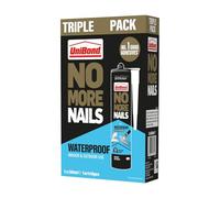 UniBond No More Nails Waterproof High-Strength Grab Adhesive, All-Purpose Seal & Fill for Wood, Tile, Metal & Concrete, Indoor & Outdoor Use, Pack of 3 (3 x 280 ml Cartridges)