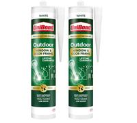 UniBond Outdoor Window and Door Frame Sealant, Premium Silicone Sealant Suitable for Use on Various Materials*, Waterproof and Weather Resistant, White, 1 x 392g Cartridge (Pack of 2)