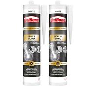 Unibond Seal & Bond Sealant, Mould-Resistant Sealant Suitable for Use in Kitchens and Bathrooms, White, 1 x 389g Cartridge (Pack of 2)