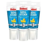 Unibond Silicone Sealant Anti-Mould & Waterproof for Kitchen & Bathroom, 147g 3 Pack