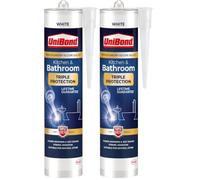 UniBond Triple Protection Anti Mould Silicone Sealant For Kitchen & Bathrooms, White Sealant Repels, Kills and Prevents Mould Growth, Long-Lasting Shower Silicone, 1x291g Cartridge (Pack of 2)