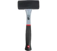 Unibos | 2 KG (4.4lb) Lump Hammer Heavy Duty Hardened Steel Head Fibreglass Shaft Non Slip Comfort Grip Handle TPR Finish with Hanging Eye Long Handled Demolition Sledge Hammer (Black)
