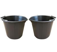 Unibos | 2 x 14 L Household Heavy Duty Rubber Bucket With Spout & Metal Handle, Multipurpose Water Bucket For Cleaning, Bath, Gardening & Other Work (2)