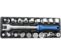 Unibos | 20PC Oil Drain Sump Plug Key Set,Universal Hex Square Triangle 3/8 inch Drive-Hex, Square, Triangle, Spline, VAG Bits & Breaker Bar-Engine Gearbox Sump Plug Removal Kit with Metal Case