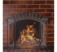 Unibos 3 Panel Folding Fire Guard Fire Place Guard Fire Screen Spark Flame Guard Curved Top 3 Panel Folding Design Black