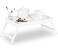 Unibos Bamboo Bed Tray, Folding Legs, Raised Edge, For Breakfast in Bed and Serving, HWD: 22x64x31cm, White