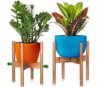 Unibos Bamboo Plant Stand Adjustable Flower Pot Holder to Fit 20-30 Centimetre Plant Pots Indoor and Outdoor Use Mid Century Design Home Accessory (Natural)