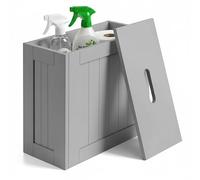 Unibos Bathroom Storage Unit, Freestanding Toilet Roll Cabinet, Compact Slimline Wooden Bathroom Storage Box, Multi Purpose Cleaning Tidy (Grey)