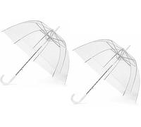 Unibos Dome See-Through Wedding Umbrella Clear With White Handle & Tip & Deepest Dome for Protection | Pack Of 2