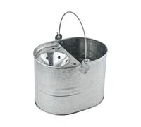 Unibos | Galvanised Metal Mop Bucket With Wringer - 16L Metal Bucket, Strong & Durable - Reinforced Heavy Duty Thick Metal Steel Mop Bucket For Home, Office, General Cleaning