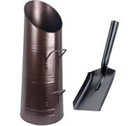 Unibos | Heavy Duty Anthracite 23" Coal Hod, Bucket Coal Scuttle Bronze for Fireplace Fire Side with Free Black Ash Shovel
