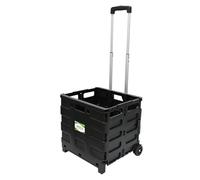 Unibos | Heavy Duty Folding Trolley Box Cart, Folding Shopping Wheeled Boot Crate, Extra Large Size, Height Adjustable Handle, Folds Flat, Max 25 Kg - For Shopping & Storage