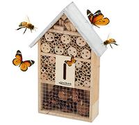 Unibos | Insect Hotel with Leg | Extra Large Nesting Habitat | Eco-Friendly Bug House for Bees Butterflies Insects in Garden | Weather Resistant - Metal Roof | 58 x 39cm (Medium Hotel)