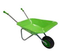 Unibos | Kids Green Metal Wheelbarrow 5Pcs, Children’s Wheelbarrow Kids Gardening Set With Shovel, Rake, Fork & Kids Gloves (Green)