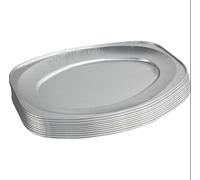 Unibos | Large Disposable Aluminium Silver Embossed Serving Foil Platter Trays Ideal for Catering, Events, Parties and Gatherings Aluminium foil Trays 14 inches Pack of 10 (10)